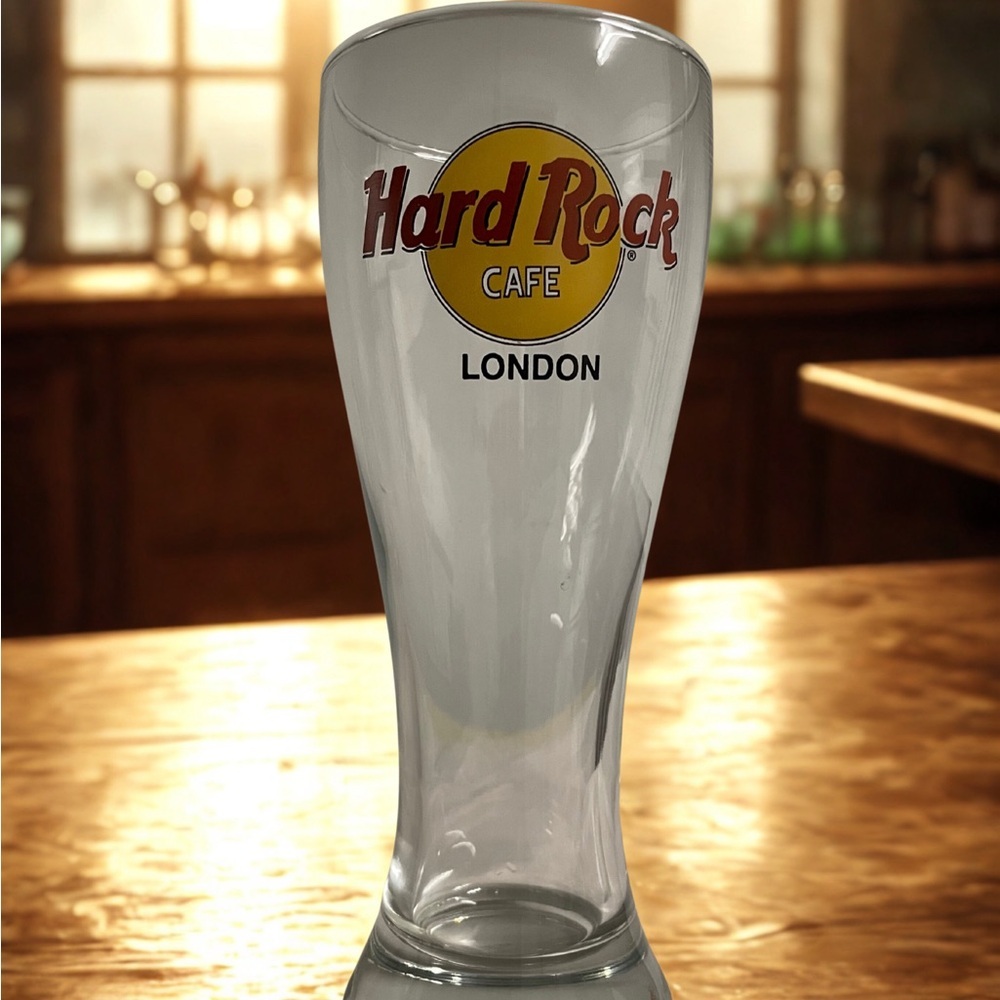 Hard Rock Cafe London Pint Glass with Red and Yellow Logo